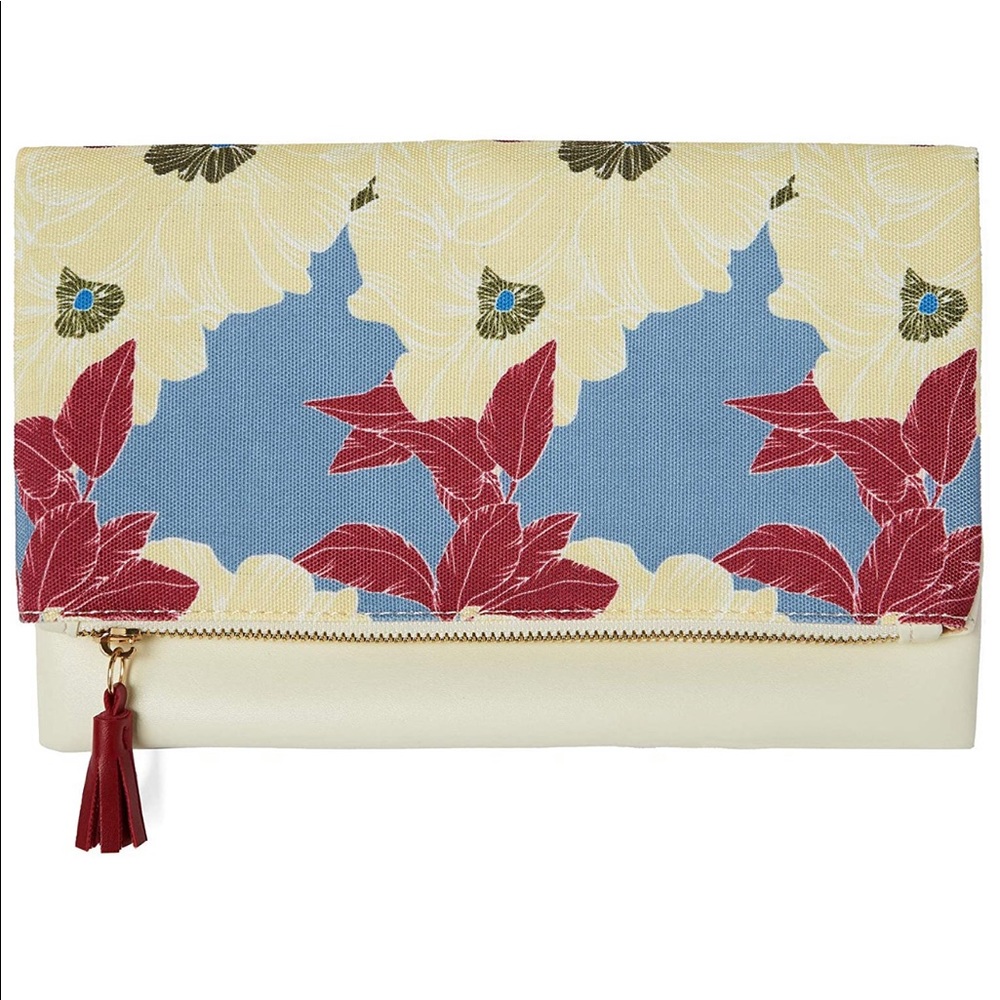 Rachel Pally Reversible Clutch Tan Floral Bloom - Picture 2 of 11